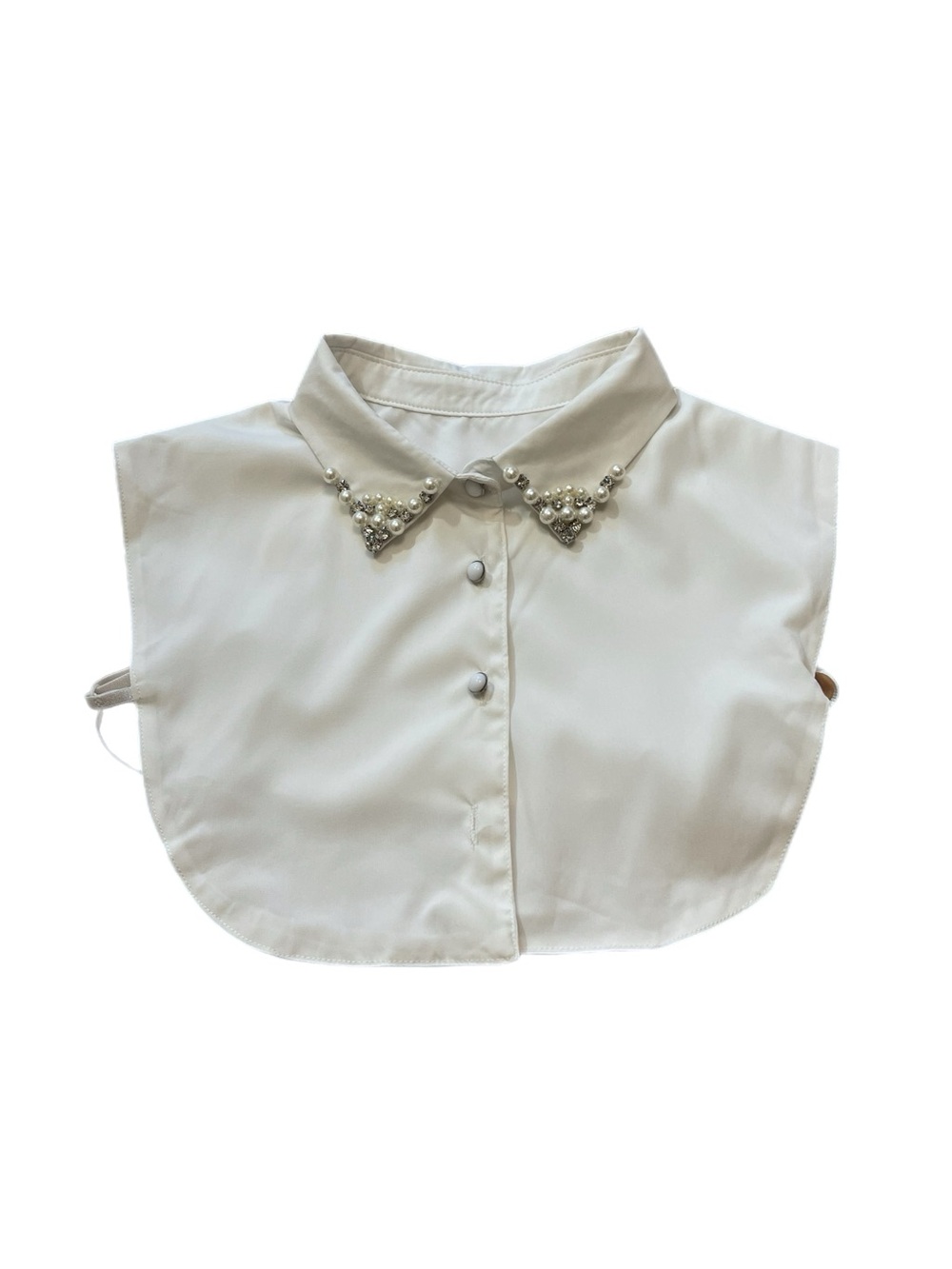 Detachable False Collar Half Shirt With Pearl/Rhinestone Collar